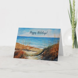 Sand Dunes Beach Shoreline Painting Helgdag Card Helgkort