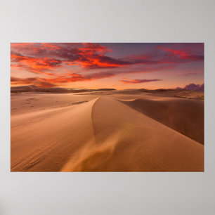 Sand Dunes i öknen vid Sunset Poster