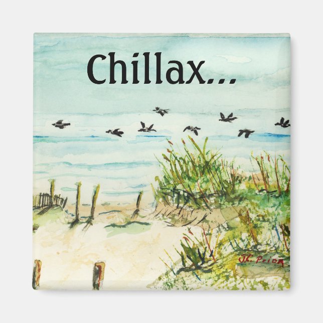 Sand Dunes och Fiskmås Outer Banker North Carolina Magnet (Framsidan)