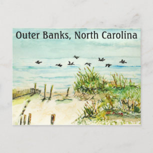 Sand Dunes och Fiskmås Outer Banker North Carolina Vykort