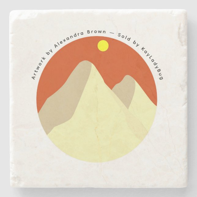 Sand Dunes Sunset Stone Coaster – Orange Sky Home  Stenunderlägg (Framsidan)