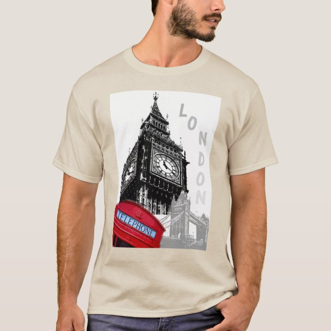 Sand Färg London Big Ben Clock Torn Westminster T Shirt (Framsida)