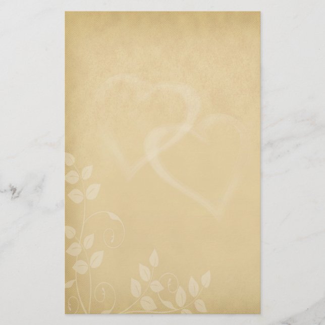 Sand Färg Vintage Hearts Brevpapper (Framsida)