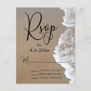 Sand & Foam Beach Photo & Typography-Bröllop OSA Kort