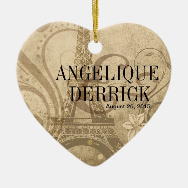 Sand för Fleur de Paris Eiffel tornbröllop Julgransprydnad Keramik (Framsidan)