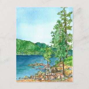 Sand Habor Sjö Tahoe Watercolor Painting Vykort