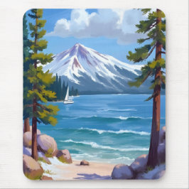 Sand Harbour Beach Sjö Tahoe Painting Musmatta