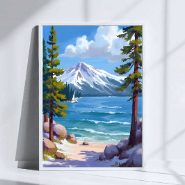 Sand Harbour Beach Sjö Tahoe Painting Poster