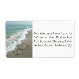 Sand Hearearts on the Beach Favor or or Mail Label Fraktsedel