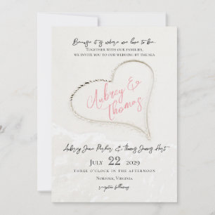 Sand Heart Beach Wedding Inbjudningar