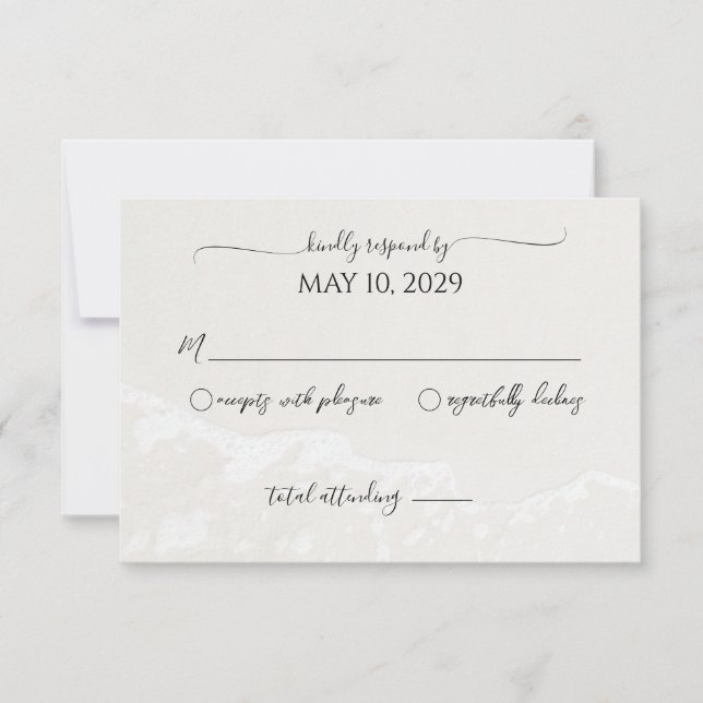 Sand Heart Beach Wedding Response OSA Kort (Framsida)