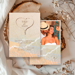Sand Heart Boho Rustik Strand Bröllopsdestination  Spara Datumet