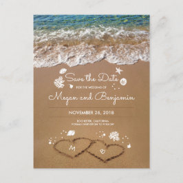 Sand Hearts Beach Summer Save Date Meddelande Vykort