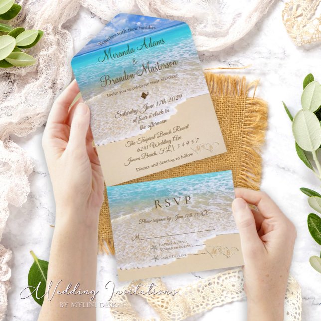 Sand Hearts Tropical Ocean Beach Wedding (Skapare uppladdad)