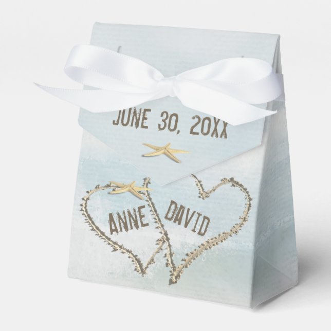 Sand Hjärter på vattenfärg med stjärtfisk Presentaskar (Framsidan Sidan)