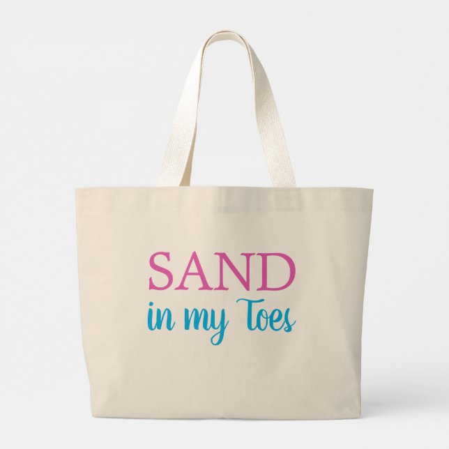 Sand i min Toes Cute Ocean Beach Jumbo Tygkasse (Baksida)