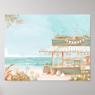 Sand illustrerar lite bageri vid havet poster