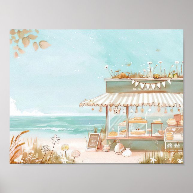 Sand illustrerar lite bageri vid havet poster (Framsidan)