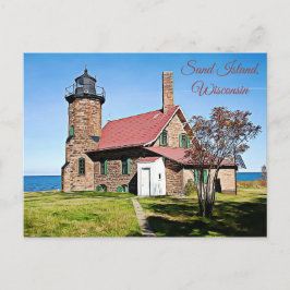 Sand Island, Wisconsin Light House Photo Postcard Vykort