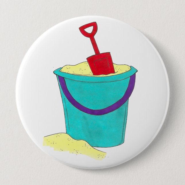 Sand Leksaker Bucket Shovel Pail Beach Party Knapp (Framsida)