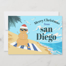 SAND MAN VID BEACH CHRISTMAS ILLUSTRATRATION JULKORT