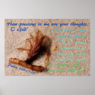 Sand med Psalm139:17 - 18 Poster