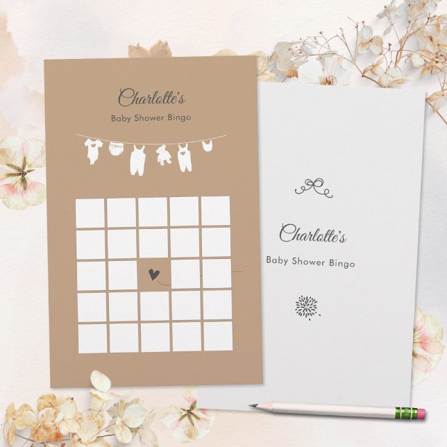 Sand Minimalistiskt Baby Shower Bingo-spel (Sand Minimalist Baby Shower Bingo Game ©Susanne Sachers - Sunny Mind 🌞)