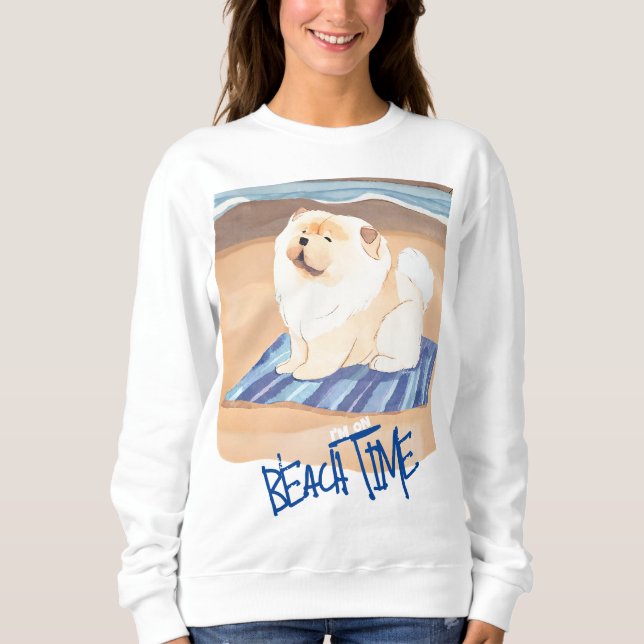 SAND N'SEA Cream Chow Chow hund sweatshirt T Shirt (Framsida)