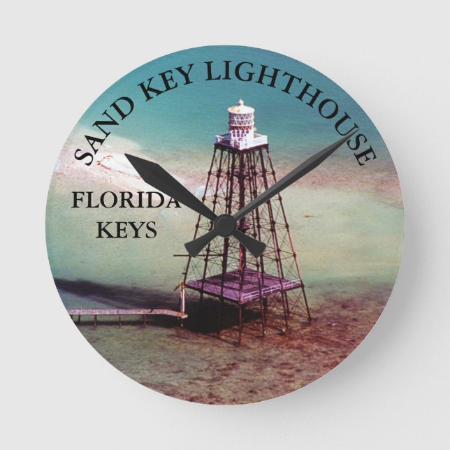 Sand Nyckel fyr, Florida Nycklar Round Wall Clock Rund Klocka (Framsida)