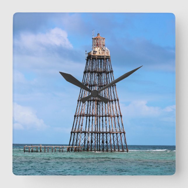Sand Nyckel fyr, Florida Square Wall Clock Fyrkantig Klocka (Framsida)