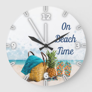 Sand Ocean Himlar, Beach Scene,Pineapple Stor Klocka