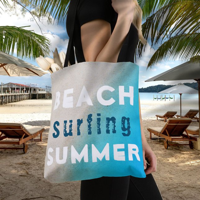 Sand Ocean Surfing Summer Typography Tygkasse (Skapare uppladdad)