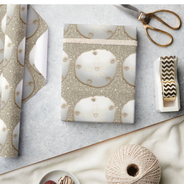 Sand och dollar guld glitter-strand och sommar presentpapper (Skapare uppladdad)