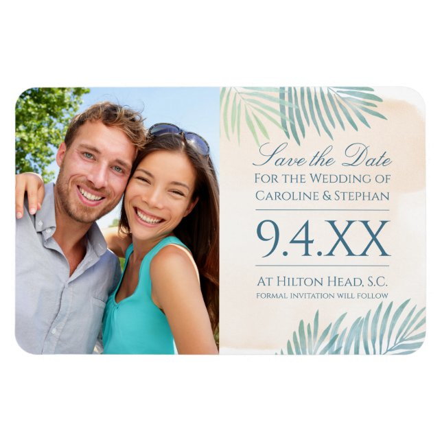 Sand och Handflatan Beach Wedding Magnet (Horisontell)