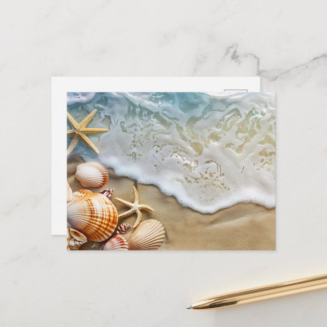 Sand och hav helg vykort (Fram/Back In Situ)