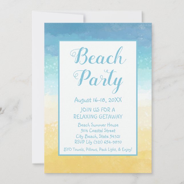Sand- och Sea Beach Getaway-inbjudan Inbjudningar (Framsida)