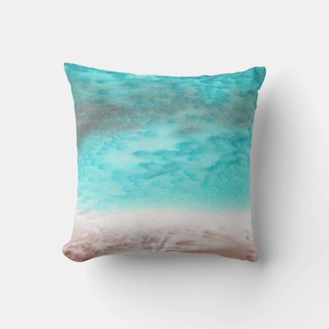 Sand och Seafoam Abstrakt Silke Pillow Kudde (Framsida)