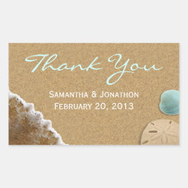 Sand och Snäckor Beach Theme Bröllop Tack Rektangulärt Klistermärke