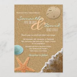Sand och Snäckor Beach Wedding bjudande Inbjudningar