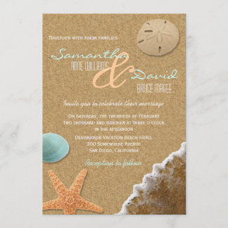 Sand och Snäckor Beach Wedding bjudande Inbjudningar