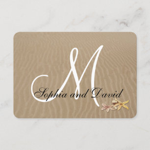 Sand och Starfish Beach Wedding Monogram OSA Kort