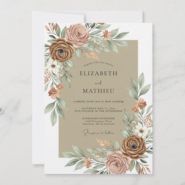 Sand Organic Desert Wedding Inbjudningar (Framsida)