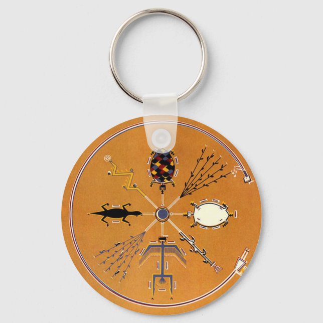 Sand Painting Native American Tribal Nyckelring (Framsida)
