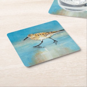 Sand Piper Shorebird Artwork Underlägg Papper Kvadrat