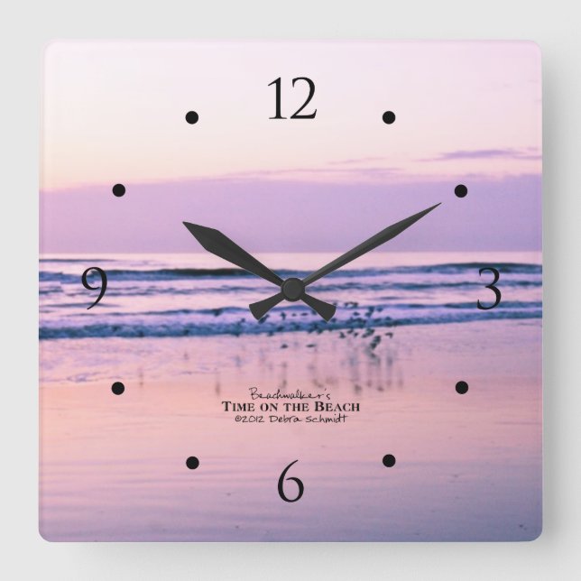Sand Pipers at Dawn on Ocean Beach Clock Fyrkantig Klocka (Framsida)