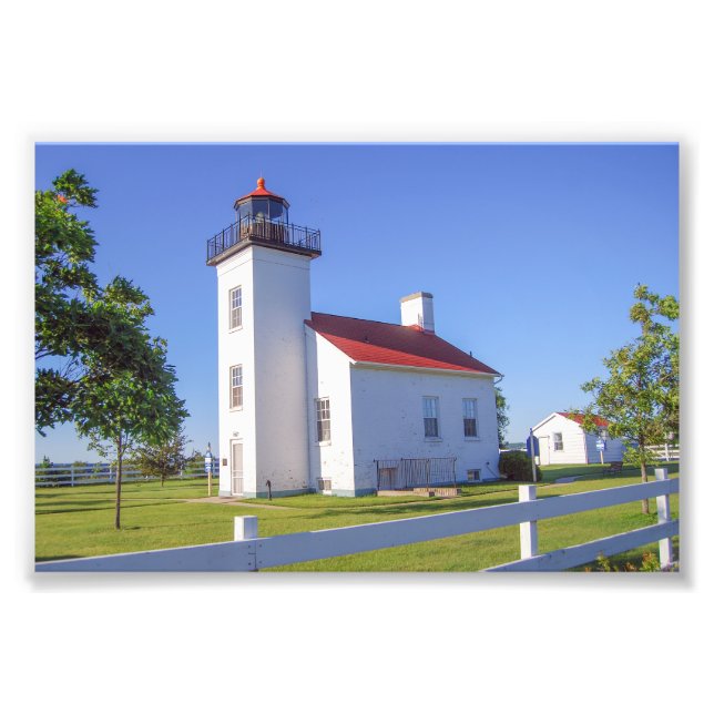 Sand Point fyr, Escanaba, Michigan  Fototryck (Framsidan)