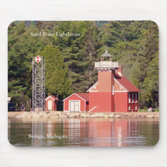 Sand Point Lighthouse Baraga mousepad Musmatta (Framsidan)