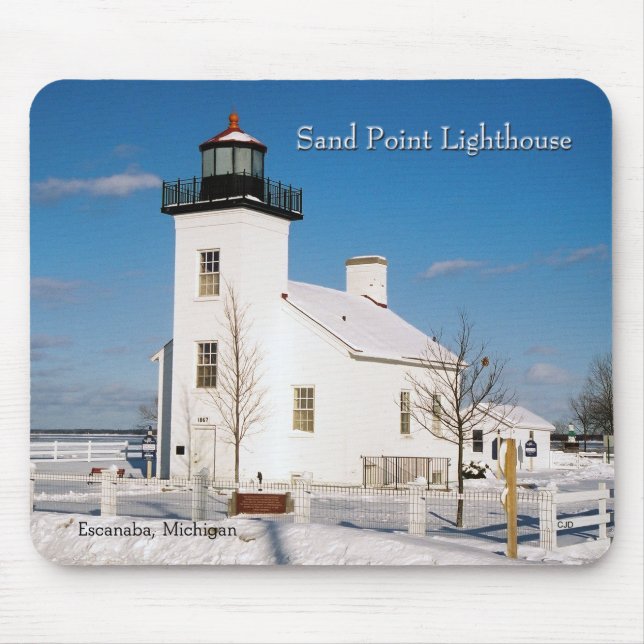 Sand Point Lighthouse Escanaba mousepad Musmatta (Framsidan)