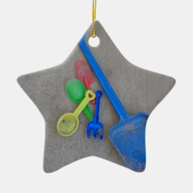 Sand Scoops, Kids Playground Beach Summer Julgransprydnad Keramik (Framsidan)