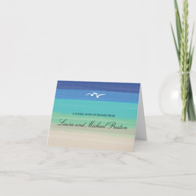 Sand, Sea & Seagulls | Målad Ocean Tack Kort (Framsida)